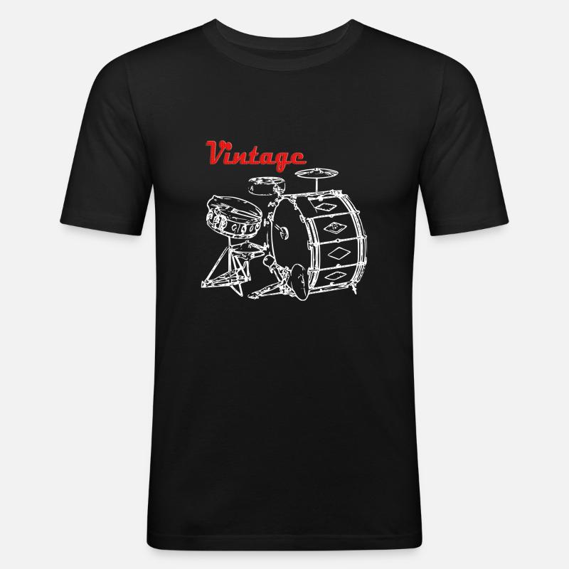 Drums Vintage Drum Set Drummer Gift - Men's Slim Fit T-Shirt - black