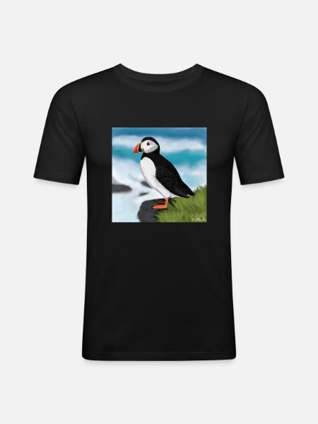 Illustration de conception d'oiseau macareux moine peint - T-shirt près du corps Homme - noir