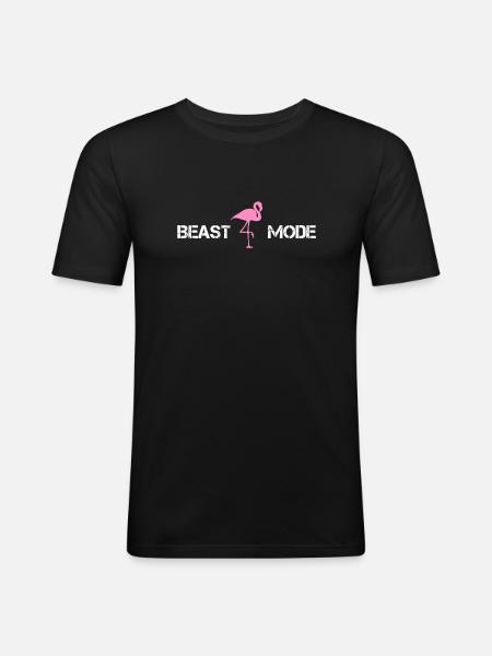 Beast Mode mit Flamingo - Männer Slim Fit T-Shirt - Schwarz