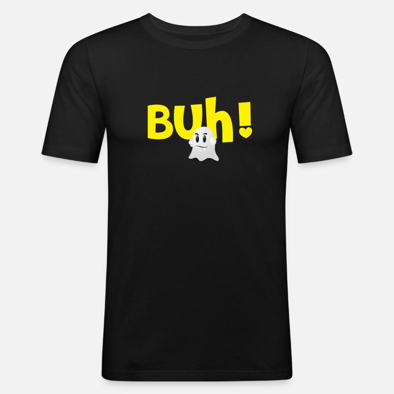 Buh Gespenst - Männer Slim Fit T-Shirt - Schwarz