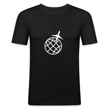Avion autour du monde - T-shirt près du corps Homme - noir - Devant - Nik (191cm)