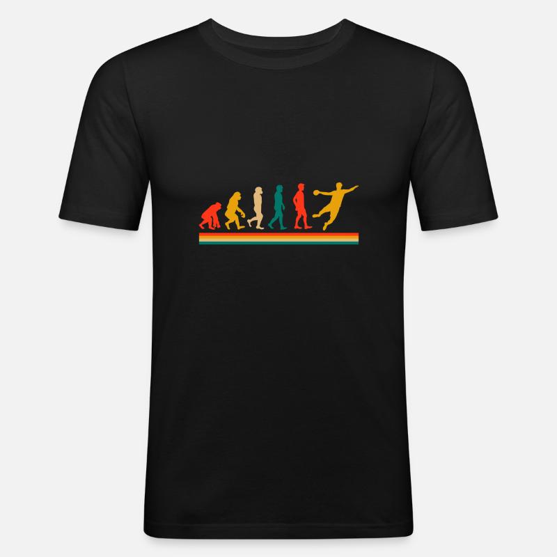 Handball Handballer Evolution Geschenk - Männer Slim Fit T-Shirt - Schwarz