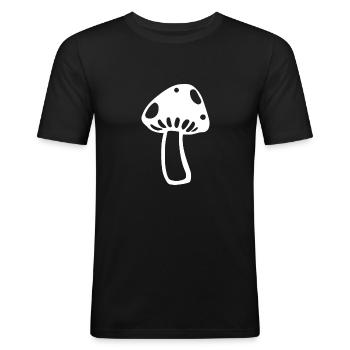 mushroom - Men's Slim Fit T-Shirt - black - Front - Nik (191cm)