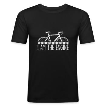 I am the Engine Fahrrad Geschenk - Männer Slim Fit T-Shirt - Schwarz - Vorne - Nik (191cm)