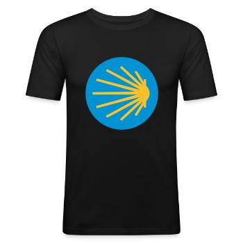 jakobsmuschel klassisch rund - Männer Slim Fit T-Shirt - Schwarz - Vorne - Nik (191cm)