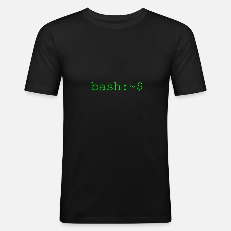 Linux bash shell console - Männer Slim Fit T-Shirt - Schwarz