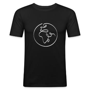 One line earth white - Men's Slim Fit T-Shirt - black - Front - Nik (191cm)