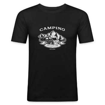 Camping Adventure Kastenwagen - Männer Slim Fit T-Shirt - Schwarz - Vorne - Nik (191cm)