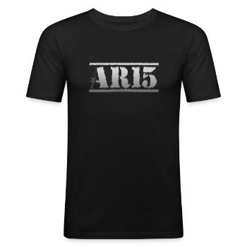 AR15 2 club de tir - T-shirt près du corps Homme - noir - Devant - Nik (191cm)