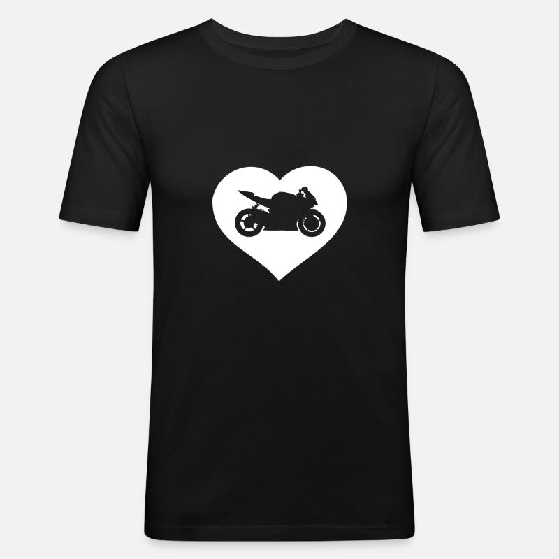 Motorrad Herz - Männer Slim Fit T-Shirt - Schwarz