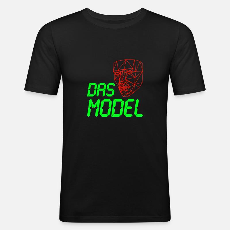 Das Model - LCD 3D Neon - Männer Slim Fit T-Shirt - Schwarz