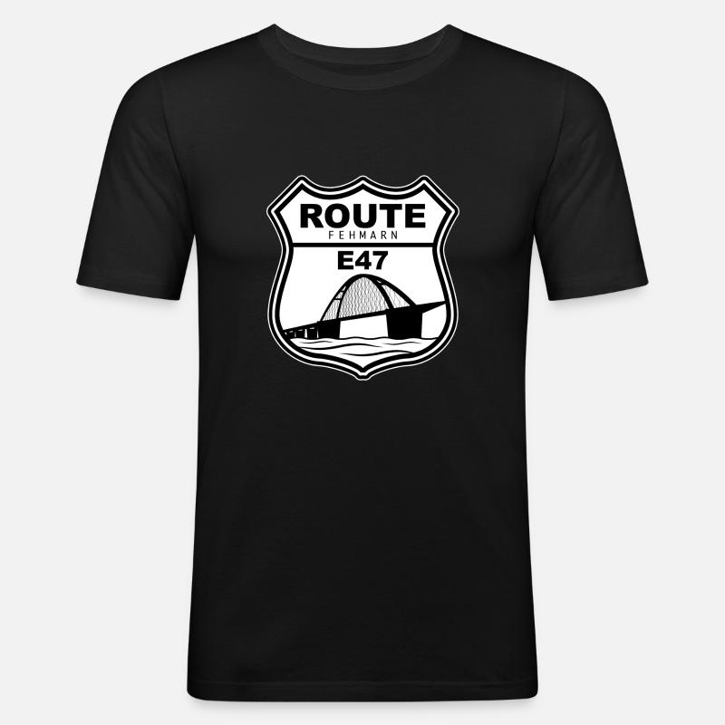 Route E47 Fehmarn - Men's Slim Fit T-Shirt - black