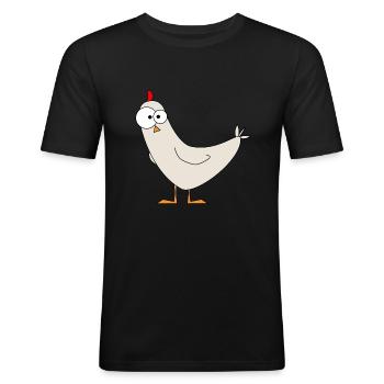 Verrücktes Huhn - Männer Slim Fit T-Shirt - Schwarz - Vorne - Nik (191cm)