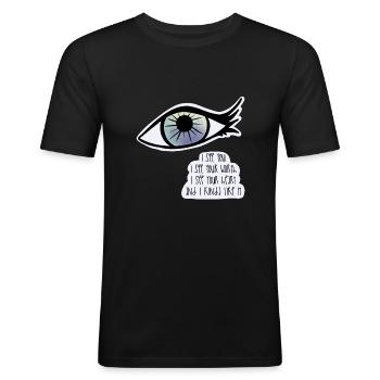 Ich sehe dich / Pflege - Männer Slim Fit T-Shirt - Schwarz - Vorne - Nik (191cm)