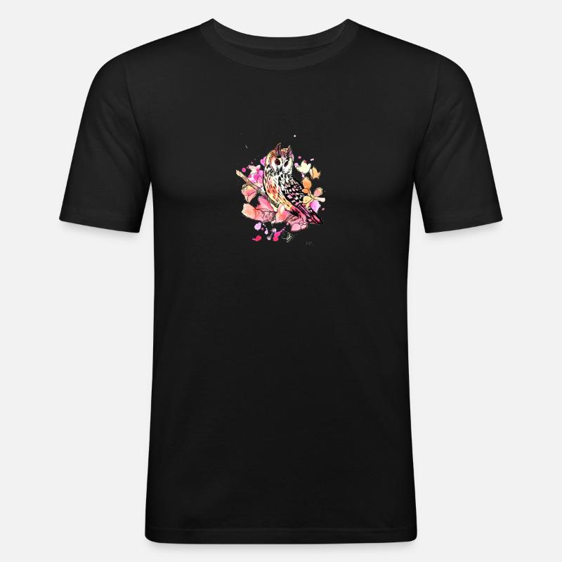 Eule im Herbst 2 - Männer Slim Fit T-Shirt - Schwarz