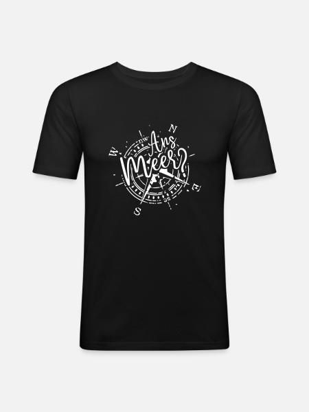 Ans Meer? - Männer Slim Fit T-Shirt - Schwarz