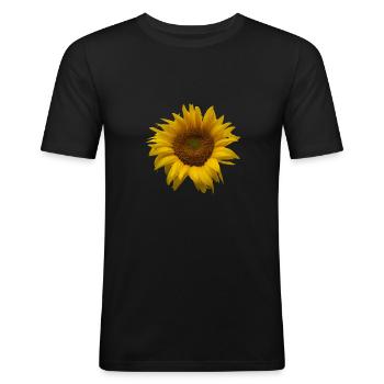 Sonnenblume - Männer Slim Fit T-Shirt - Schwarz - Vorne - Nik (191cm)