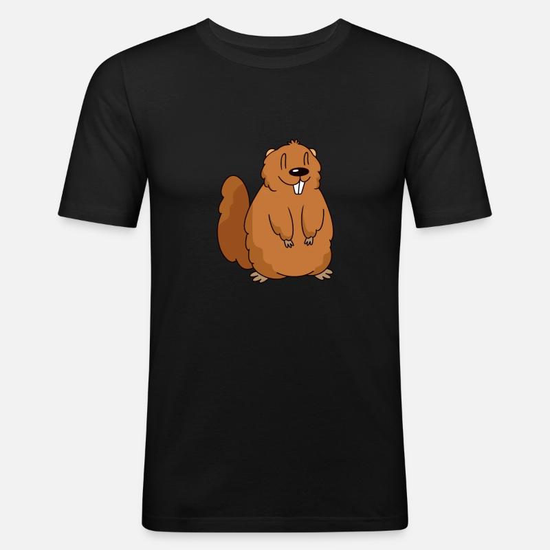 Ein süßes Murmeltier als Geschenkidee - Männer Slim Fit T-Shirt - Schwarz