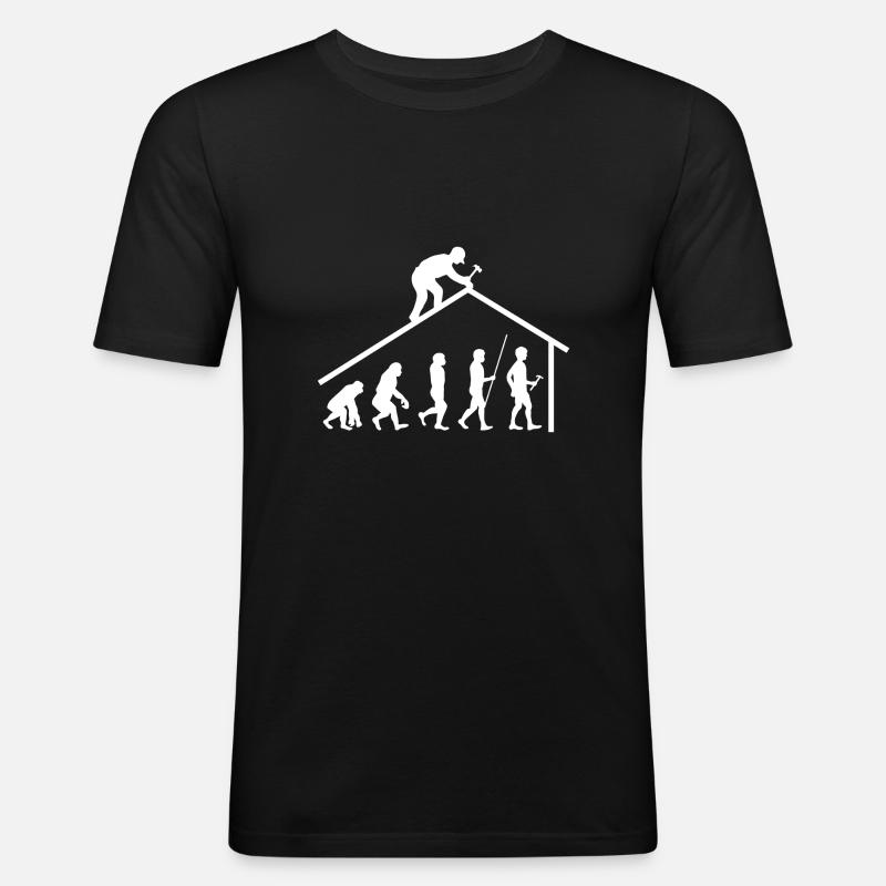 Evolution Zimmerer Dachdecker Geschenk - Männer Slim Fit T-Shirt - Schwarz