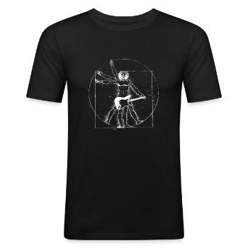 Vitruv Rock humour - T-shirt près du corps Homme - noir - Devant - Nik (191cm)