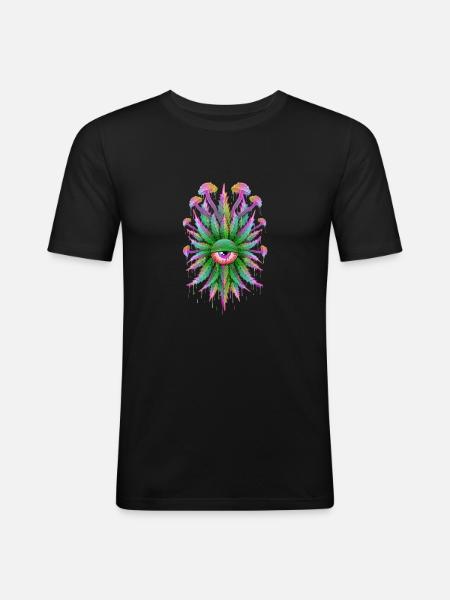 Mushroom Eyes Grass - Men's Slim Fit T-Shirt - black