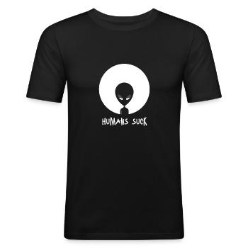 Les humains sucent - extraterrestre / extraterrestre drôle - T-shirt près du corps Homme - noir - Devant - Nik (191cm)