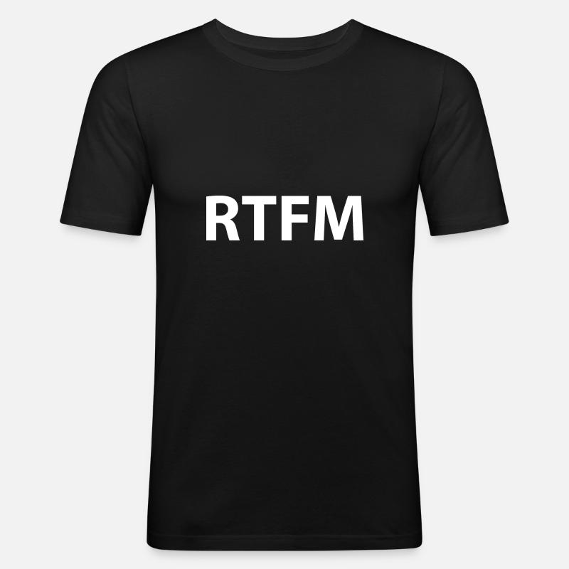 Rtfm Programming Informatik Geschenk - Männer Slim Fit T-Shirt - Schwarz