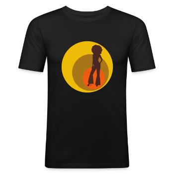 Vintage T Shirt Damen Disco Queen 70er Retro Style - Männer Slim Fit T-Shirt - Schwarz - Vorne - Nik (191cm)