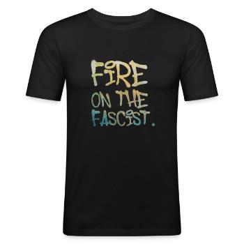 Incendie sur le fasciste - T-shirt près du corps Homme - noir - Devant - Nik (191cm)