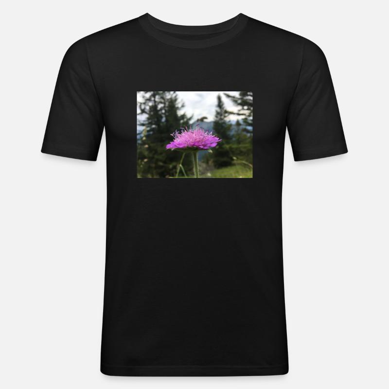 Frühling Blümchen - Männer Slim Fit T-Shirt - Schwarz