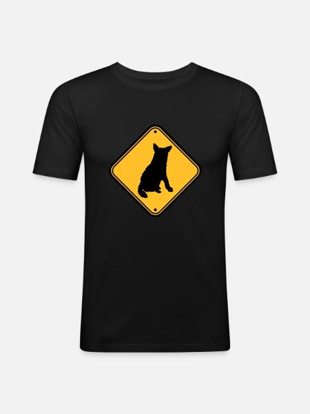 Caution biting dog - Men's Slim Fit T-Shirt - black