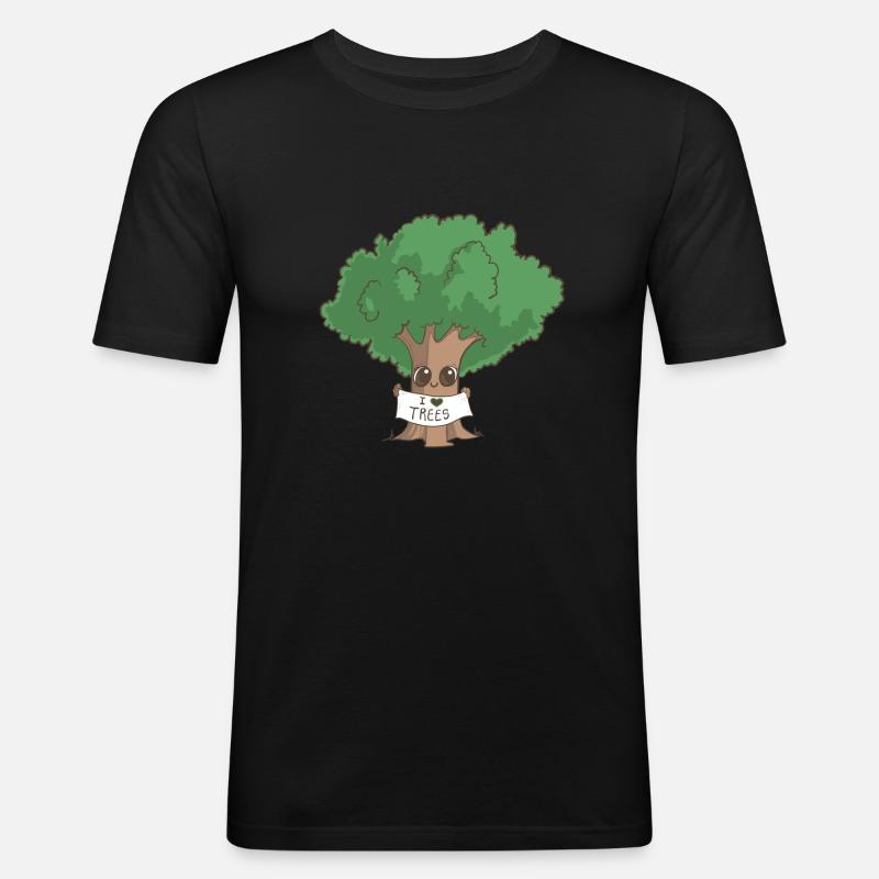 Love Trees - Männer Slim Fit T-Shirt - Schwarz