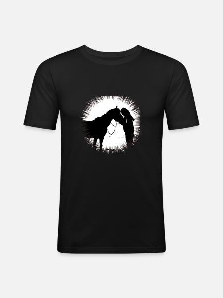 Cheval - T-shirt près du corps Homme - noir