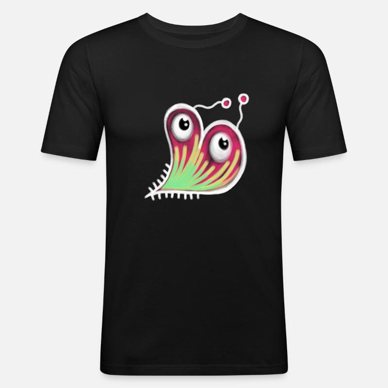 Herz geformte Keim Doodle - Männer Slim Fit T-Shirt - Schwarz