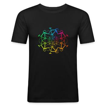 Rennrad Fahrrad in bunten Farben - Männer Slim Fit T-Shirt - Schwarz - Vorne - Nik (191cm)