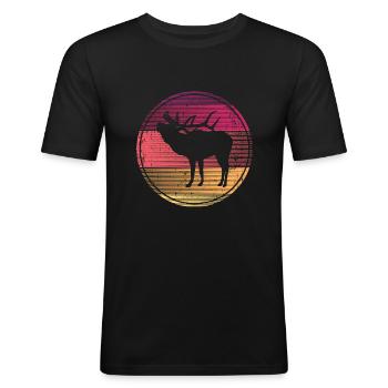 elk - Men's Slim Fit T-Shirt - black - Front - Nik (191cm)