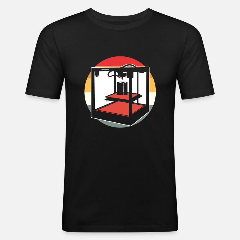 Retro 3D Drucker - Männer Slim Fit T-Shirt - Schwarz