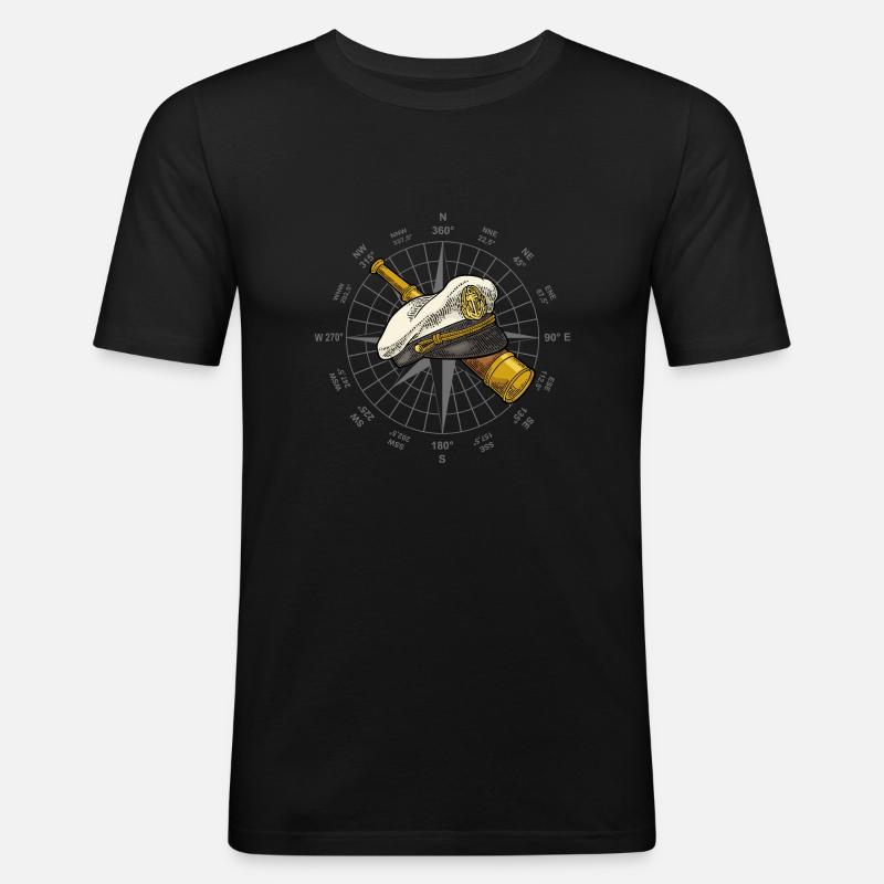 Compass captain's cap telescope - Men's Slim Fit T-Shirt - black