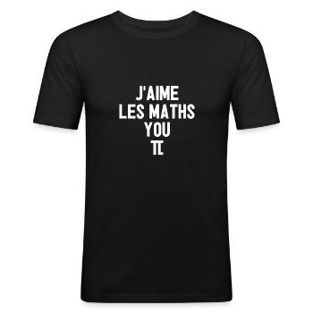 J'AIME LES MATHS, YOU-PI ! - T-shirt près du corps Homme - noir - Devant - Nik (191cm)