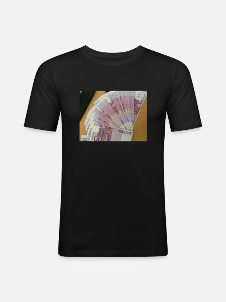 Argent - T-shirt près du corps Homme - noir