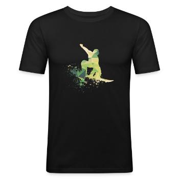 Snowboarden Snowboarder - Männer Slim Fit T-Shirt - Schwarz - Vorne - Nik (191cm)