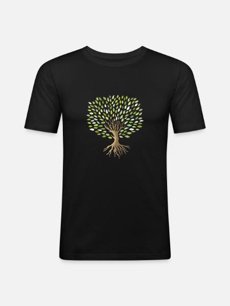 Baum - Männer Slim Fit T-Shirt - Schwarz
