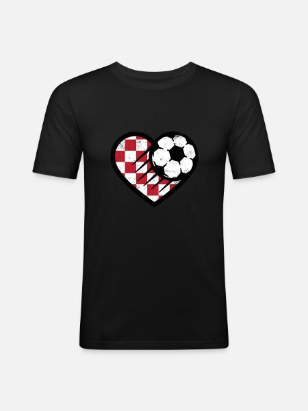 Kroatien Fussball - Männer Slim Fit T-Shirt - Schwarz