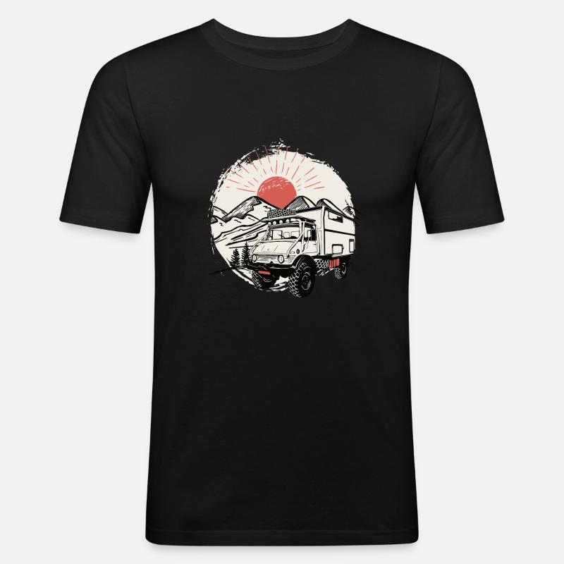 Camping - Unimog - Adventure - Oldtimer - Men's Slim Fit T-Shirt - black