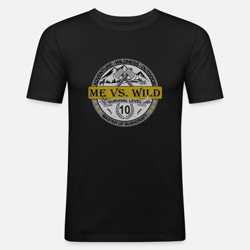 ME VS. WILD - Männer Slim Fit T-Shirt - Schwarz
