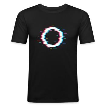 Glitch circle! - Men's Slim Fit T-Shirt - black - Front - Nik (191cm)
