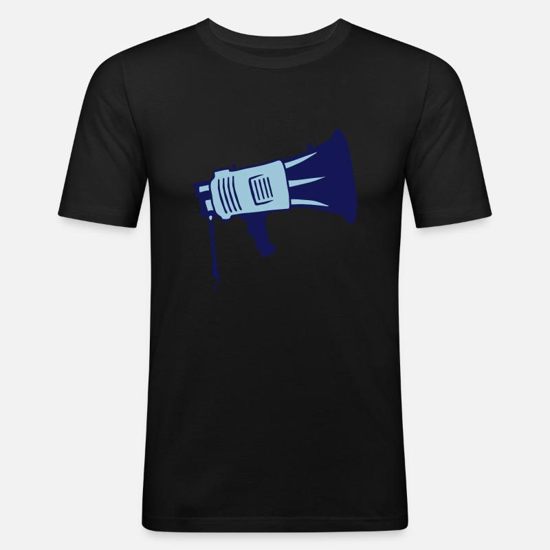 Demonstration Propaganda Megafon Symbol - Männer Slim Fit T-Shirt - Schwarz
