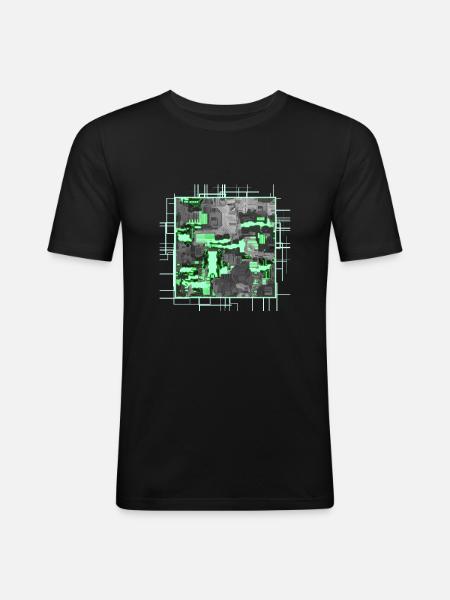 Green Stylized Motherboard - Men's Slim Fit T-Shirt - black