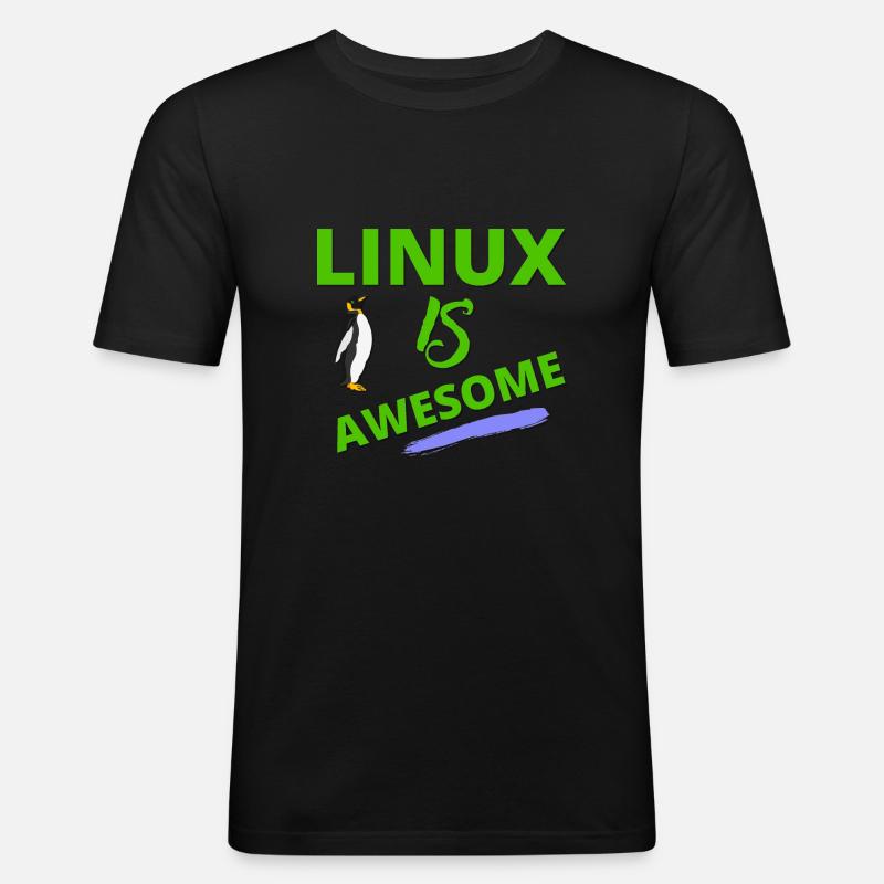 Linux est génial - Cadeau pour les monstres de l’informatique - T-shirt près du corps Homme - noir