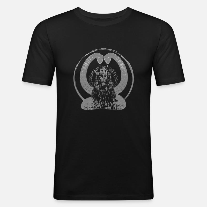 Eule mit Schlangen - Männer Slim Fit T-Shirt - Schwarz